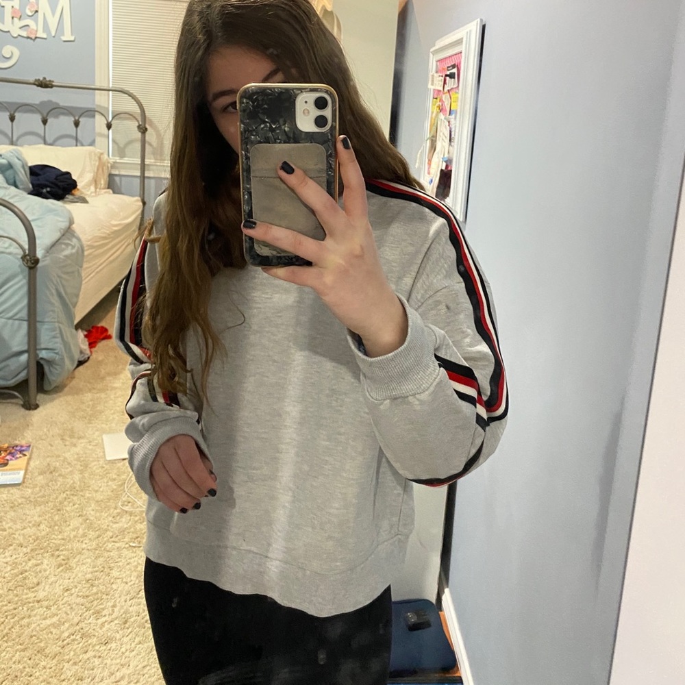 Gray crew neck